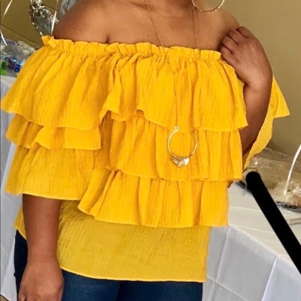 Mustard Ruffled\Tiered Top